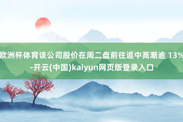 欧洲杯体育该公司股价在周二盘前往返中高潮逾 13%-开云(中国)kaiyun网页版登录入口